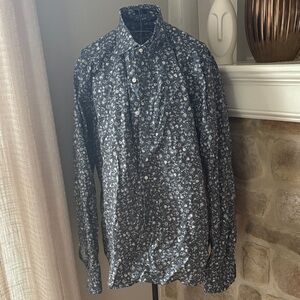 Peter Millar Black and White Floral Shirt